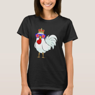 Huhn mit Sonnenbrille und Krone England UK Flagge T-Shirt