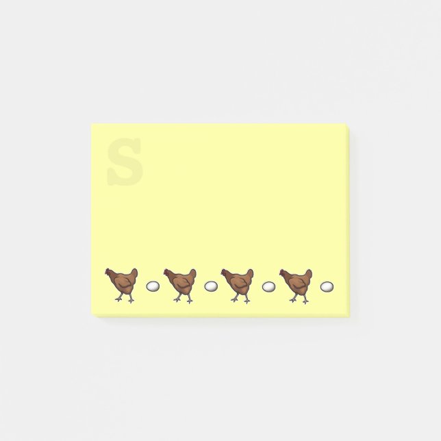 Huhn oder Ei? Mit Monogramm Post-it Klebezettel (Vorderseite)