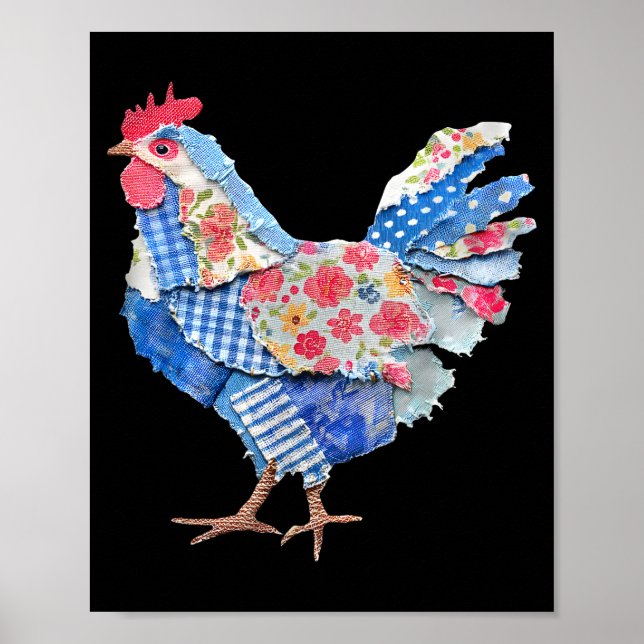 Huhn Patchwork Hase Eier Kaninchen Frohe Ostern D Poster (Vorne)