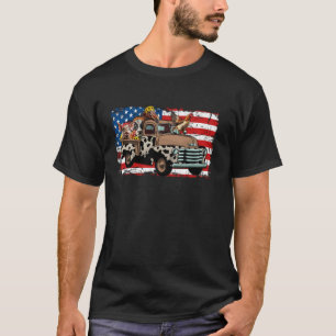 Huhn Pferd Kuh Schwein Liebhaber Farmer USA-Flagge T-Shirt