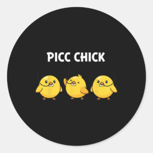 Huhn, Picc Chick Stolz Gefäßzugang-Krankenschweste Runder Aufkleber