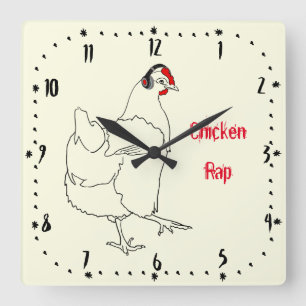 Huhn-Rap-lustiges Musik-Fleisch-freies veganes Quadratische Wanduhr