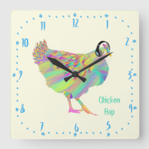 Huhn-Rap-lustiges Musik-Fleisch-freies veganes Quadratische Wanduhr