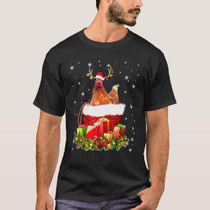 Huhn Rentier im Santa-Sack-Box-Kostüm T-Shirt