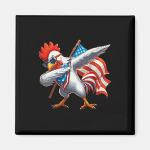 Huhn Rooster Sungles 4. Juli Amerikanische Flagge Magnet