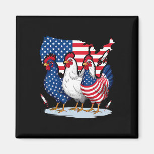 Huhn Rot Weiß Blau Patriotischer Hahn 4. Juli Magnet