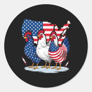 Huhn Rot Weiß Blau Patriotischer Hahn 4. Juli Runder Aufkleber