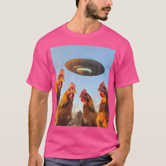 Huhn Selfie mit Ufos Außerirdischen Funny Graphie T-Shirt