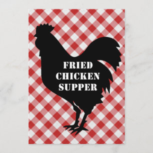 Huhn-Silo-, Roter u. weißerKaro-Stoff gebratenes Einladung