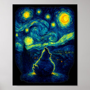 Huhn Sternen Nacht Lustig Van Gogh Bauernhof Liebh Poster