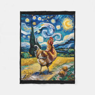 Huhn Sternennacht Van Gogh Stil Hühnerfarm Geflüge Fleecedecke