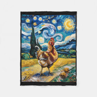 Huhn Sternennacht Van Gogh Stil Hühnerfarm Geflüge Fleecedecke