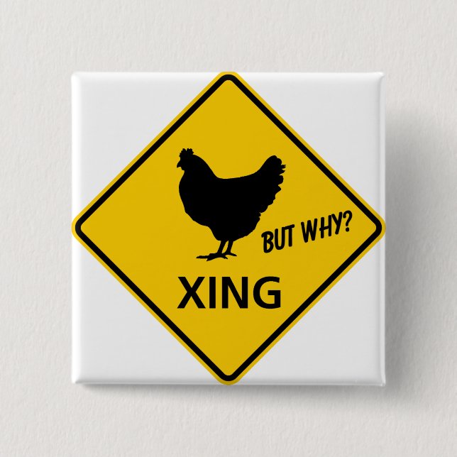 Huhn-Überfahrt-Landstraßen-Zeichen Button (Vorderseite)