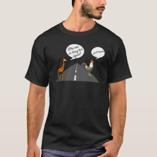 Huhn-Überquerung-Straßen-Rätsel mit Giraffe T-Shirt
