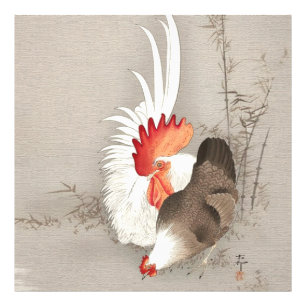 Huhn und Rooster von Ohara Koson Fotodruck