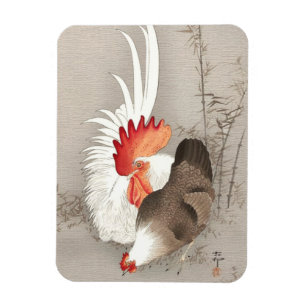 Huhn und Rooster von Ohara Koson Magnet
