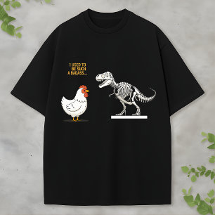 Huhn und T-Rex-Skelett Cartoon T-Shirt