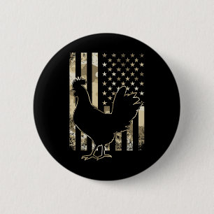 Huhn Us Amerikanische Flagge Patriotischer Hühnerl Button