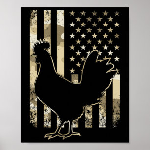 Huhn US Amerikanische Flagge Patriotischer Hühnerl Poster