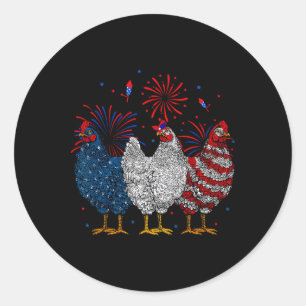 Huhn Usa-Flagge Patriotischer Hühnerliebhaber 4. J Runder Aufkleber