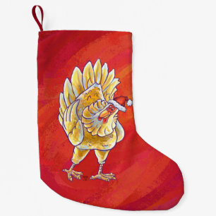 Huhn-Weihnachten auf Rot Kleiner Weihnachtsstrumpf