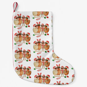 Huhn Weihnachten Santa Hut Farm Familie Xmas Kleiner Weihnachtsstrumpf