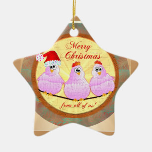 Huhn-Weihnachtsstern-Verzierung Keramikornament