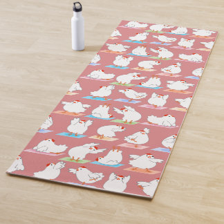 Huhn Yoga auf rosa Yogamatte