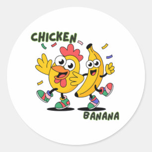 HÜHNCHEN BANANEN TÄNZ RUNDER AUFKLEBER