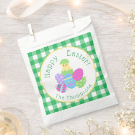 Hühnchen Färbte Ostereier Grüne Karos Fröhliche Os Geschenktütchen