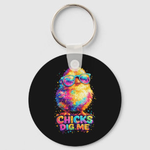 Hühnchen finden mich lustig Tie Dye Gles Frohen Os Schlüsselanhänger