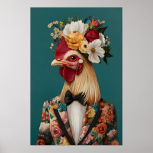 Hühnchen im Anzug Poster, Hühnerportrait, Huhn Poster