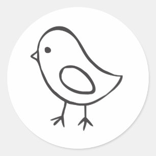 Hühnchen in Schwarz-Weiß-Skizze Runder Aufkleber