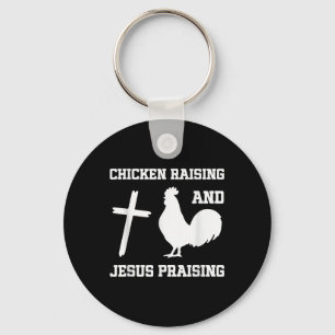 Hühnchen Jesus aufziehen Lob lustig Christlich wei Schlüsselanhänger