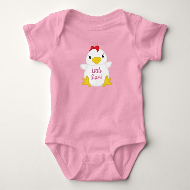 Hühnchen Little Sister Pink Baby Strampler (Vorderseite)