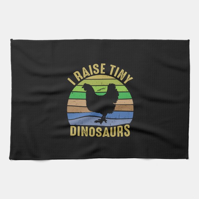Hühnchen Lover | I Raise Tiny Dinosaurier Geschirrtuch (Horizontal)
