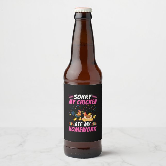 Hühnchen Lover | Mein Hühnchen hat meine Hausaufga Bierflaschenetikett (Vorderseite)