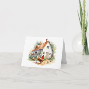 Hühnchen mit alter Bauernhaus BLANK Karte