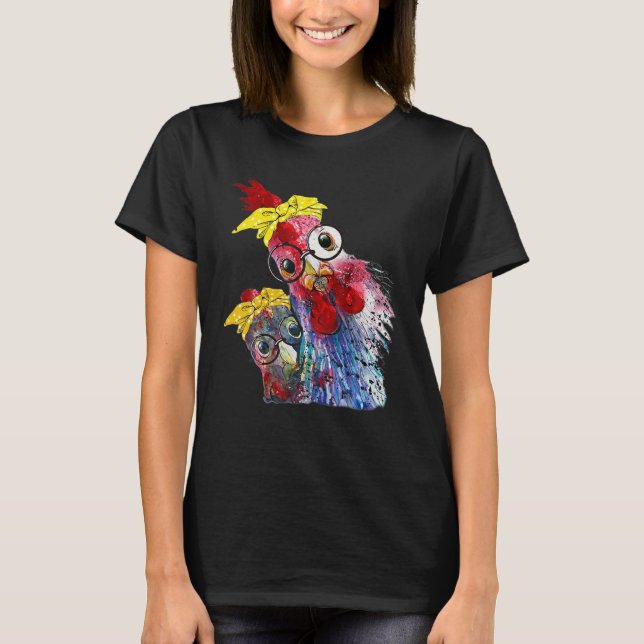 Hühnchen mit Bandana-Headband und Brille Niedlich T-Shirt (Vorderseite)