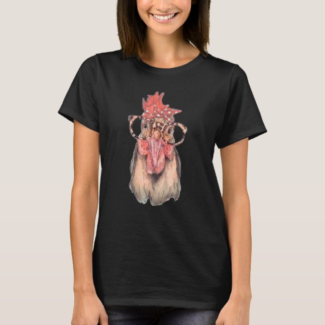 Hühnchen mit Bandana-Headband und Brille Niedlich T-Shirt (Vorderseite)