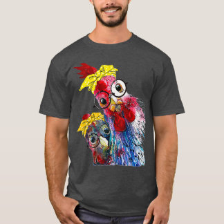 Hühnchen mit Bandana-Kopfband und Brille niedlich T-Shirt