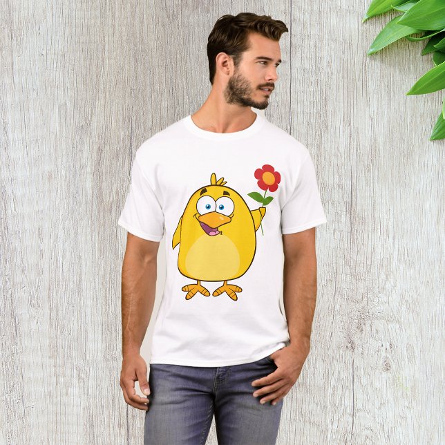 Hühnchen mit einer Blume T - Shirt für Männer (Von Creator hochgeladen)