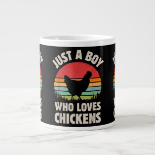 Hühnchen nur ein Junge, der Lieben Retro Farm Jumbo-Tasse