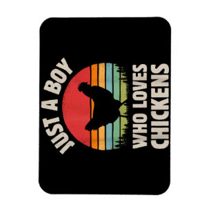 Hühnchen nur ein Junge, der Lieben Retro Farm Magnet