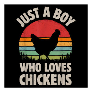 Hühnchen nur ein Junge, der Lieben Retro Farm Poster