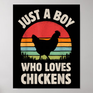 Hühnchen nur ein Junge, der Lieben Retro Farm Poster