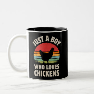 Hühnchen nur ein Junge, der Lieben Retro Farm Zweifarbige Tasse