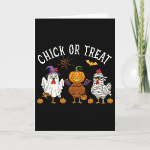 Hühnchen oder Streich Funny Halloween Hühnerkostüm Karte