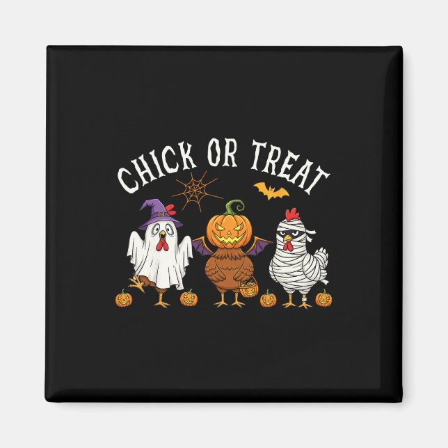 Hühnchen oder Streich lustiger Halloween-Hühner-Ko Magnet (Vorne)