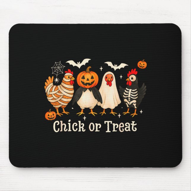 Hühnchen oder Streich lustiges Hühner-Halloween-Ko Mousepad (Vorne)